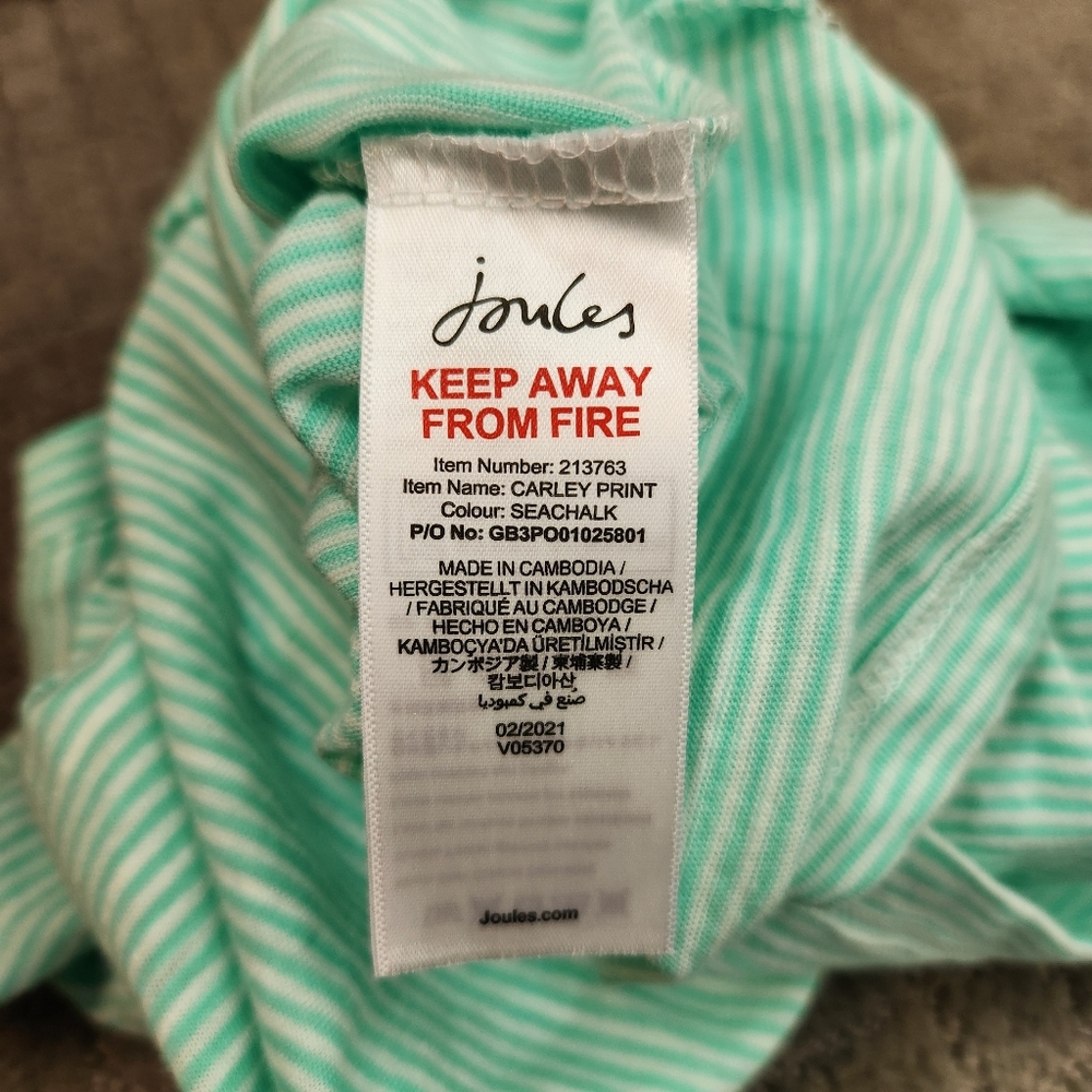 Joules Striped Carley Print Short Sleeve Classic Crewneck T Shirt Womens Size 14 - Picture 6 of 8